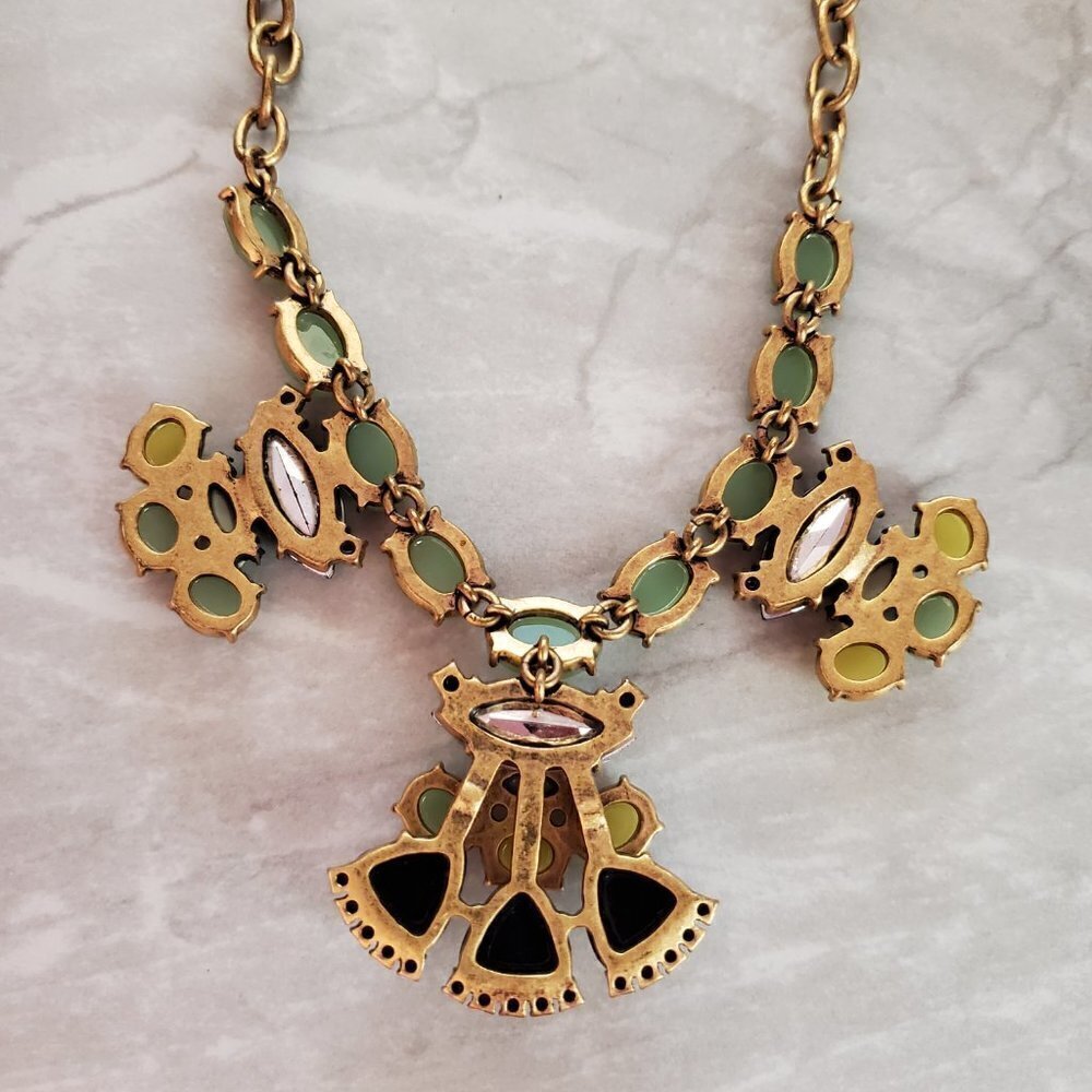 ✨ J.Crew Blue Green Rhinestones Crystals Cluster Statement Necklace ✨ - Picture 12 of 13